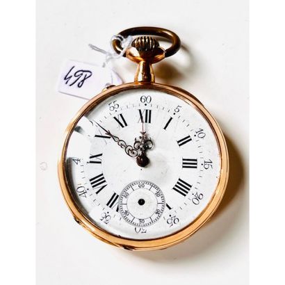 MONTRE DE GOUSSET en or 750°/°°. Dos monogrammé....