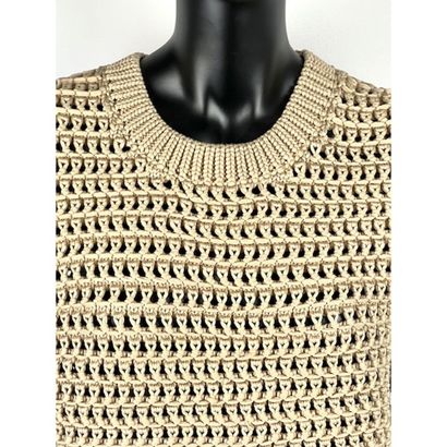 COS. Pull débardeur en tricoté beige ajouré....