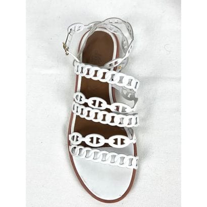 HERMES Paris. Sandales Kalliste en cuir blanc...