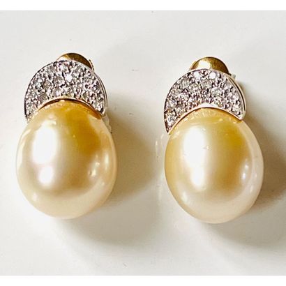 PAIRE DE BOUCLES D’OREILLES en or jaune 750°/°°...
