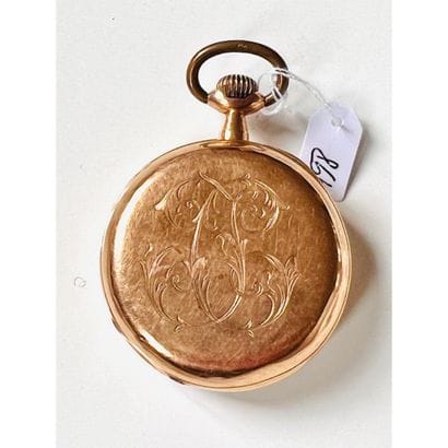 MONTRE DE GOUSSET en or 750°/°°. Dos monogrammé....