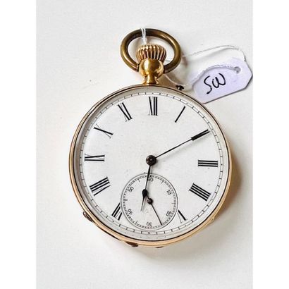 MONTRE DE GOUSSET en or 750°/°°. Dos orné...