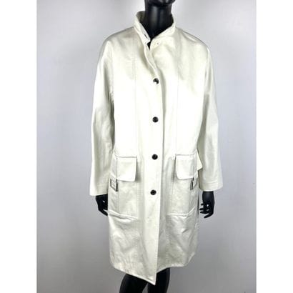 HERMES Paris. Imperméable en coton ivoire....