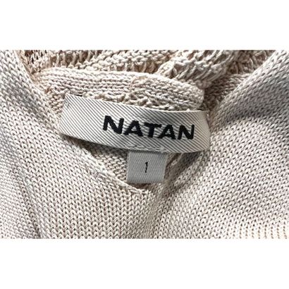 NATAN. Twin set en tricoté de coton beige....