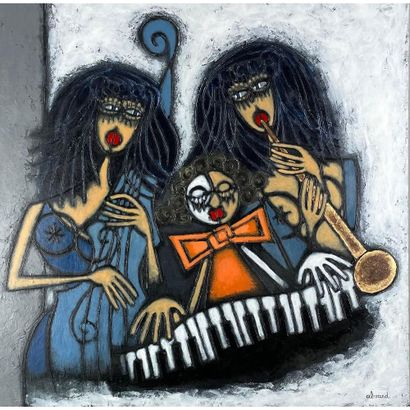 ALVARD (1945-). «Trio musical ». Huile sur...