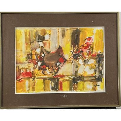 RIN Nicolas (1919-). «Nature morte ». Aquarelle...