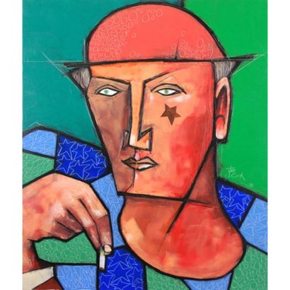 COOK Juan (1948-). «Arlequin a la cigarette...