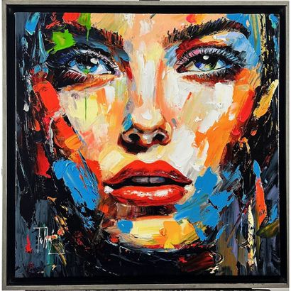 TUHAL Loïc (1962-). «Visage ». Huile sur...