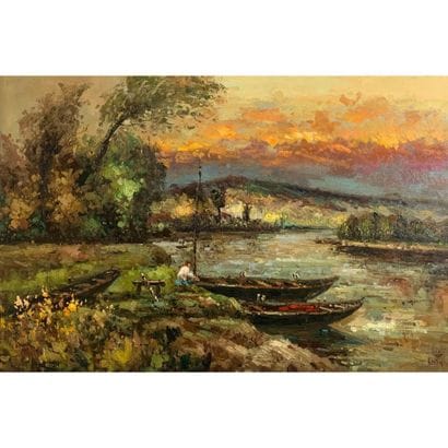 LENOIR Louis (1945-2013). «Coucher de soleil...