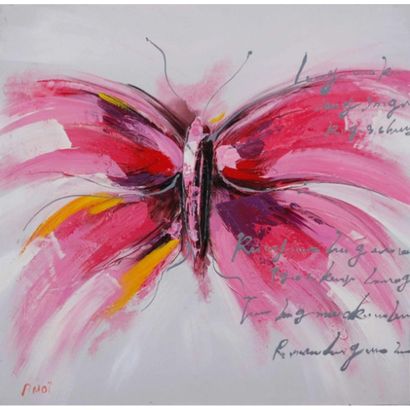 AMOI (XX ème siècle). «Papillon ». Huile...