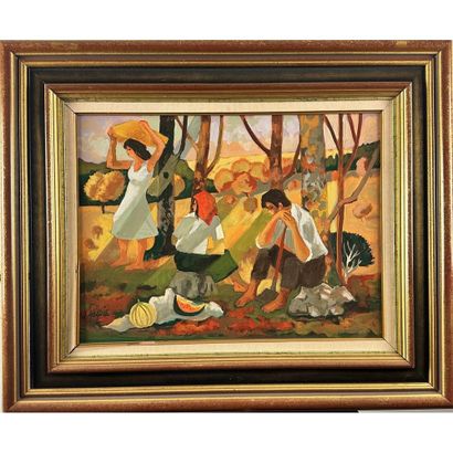 ABADIE Jean (1921-2010). «Scene champetre...
