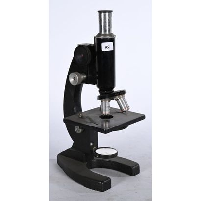 MICROSCOPE NACHET en métal noir, chrome pour...