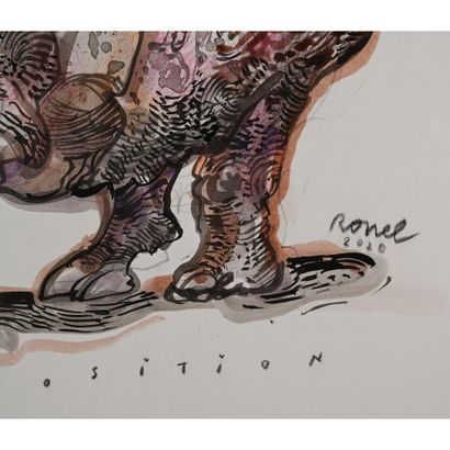 RONEL Christophe. (Né en 1964). «Rhinocéros»....