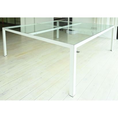 ARMANI. LARGE DINING TABLE in white lacquered...