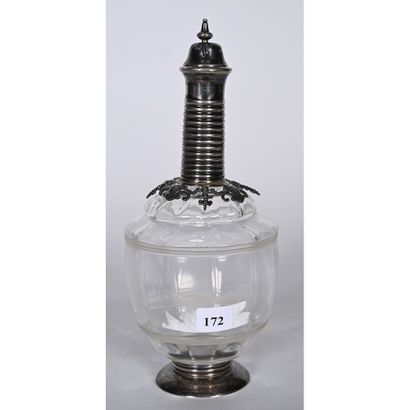 Crystal CARAFE with solid silver mount, Minerve...