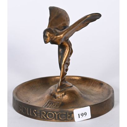 ROLLS-ROYCE. Bronze mascot with a golden-brown...