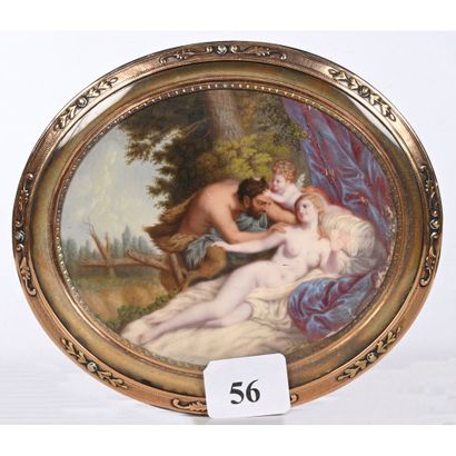 NICE MINIATURE depicting a satyr approaching...