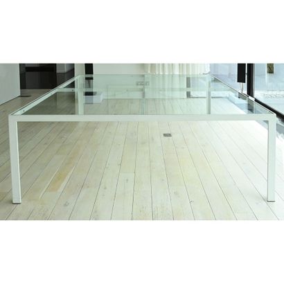 ARMANI. LARGE DINING TABLE in white lacquered...