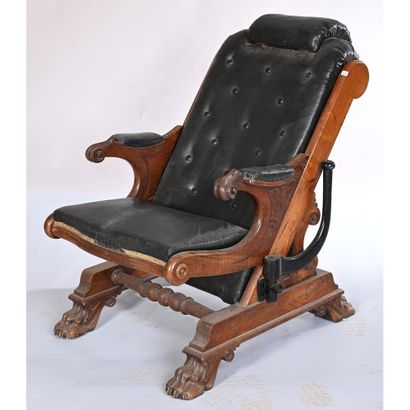 RARE DENTIST CHAIR with reclining seat. Claw...