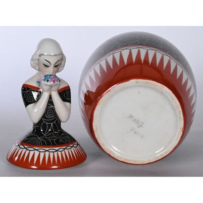 ROBJ Paris. Polychrome porcelain covered...