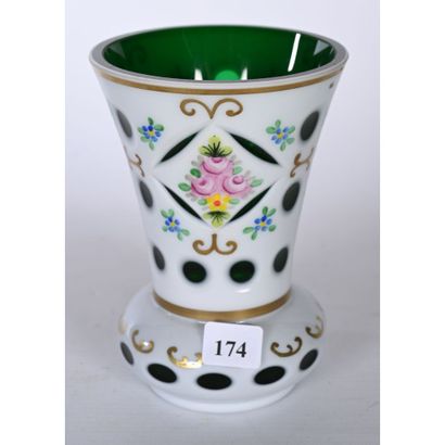 SMALL Bohemian overlay crystal VASE with...