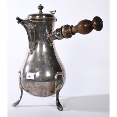CHOCOLATIERE LOUIS XVI in solid silver, standing...