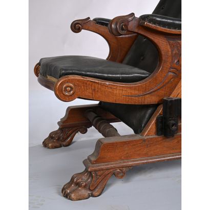 RARE DENTIST CHAIR with reclining seat. Claw...