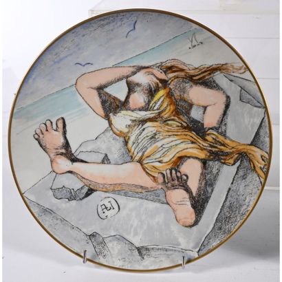 DALI Salvador. SET OF 3 porcelain ASSIETTES...