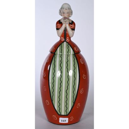 ROBJ Paris. VASE couvert en porcelaine polychrome...