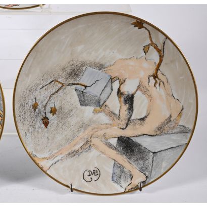 DALI Salvador. SET OF 3 porcelain ASSIETTES...