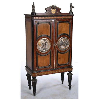 SMOKER'S CABINET in veneered wood with 2...