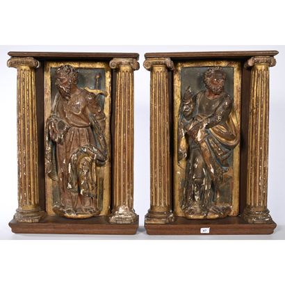 PAIR OF SUBJECTS in high relief depicting...
