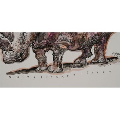RONEL Christophe. (Né en 1964). «Rhinocéros»....