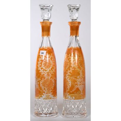 LARGE PAIR OF Bohemian crystal CARAFES in...