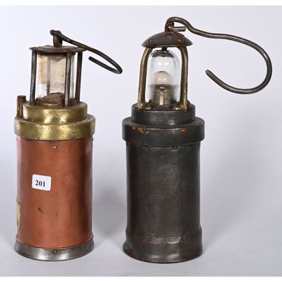 2 MINER LAMPS with metal attachments. H....
