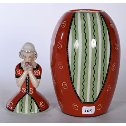 ROBJ Paris. VASE couvert en porcelaine polychrome...
