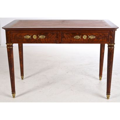 EMPIRE BUREAU in mahogany and mahogany veneer...