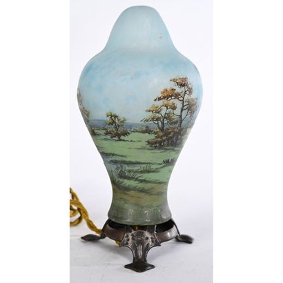 DAUM in NANCY. RARE VEILLEUSE LAMP in acid-etched...