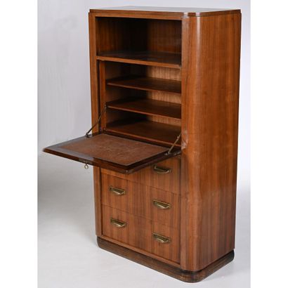 ART DECO SECRETARY in veined mahogany veneer....