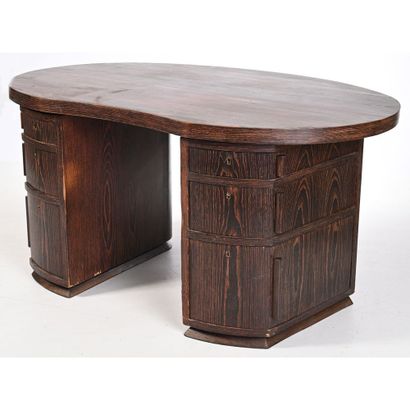 1940's DESKTOP in ceruse black oak veneer....