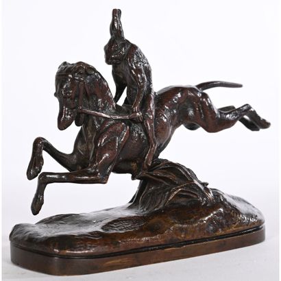 BOYER Emile. (1877-1948). «Lièvre chevauchant...