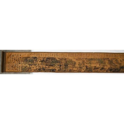 IMPORTANT ESTAMPE in scroll on silk after...