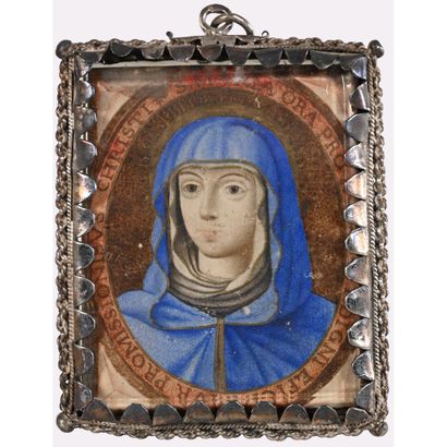 MINIATURE représentant une Sainte Femme dans...
