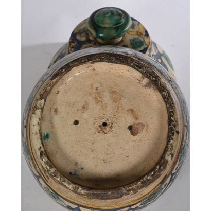 Tunisian ceramic covered POT. Lid (broken...