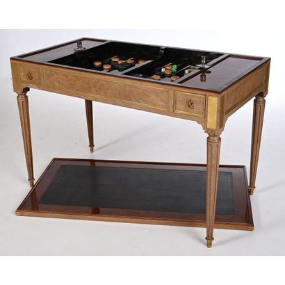 MOREAU. ELEGANT LOUIS XVI TRIC-TRAC in mahogany...