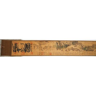 IMPORTANT ESTAMPE in scroll on silk after...
