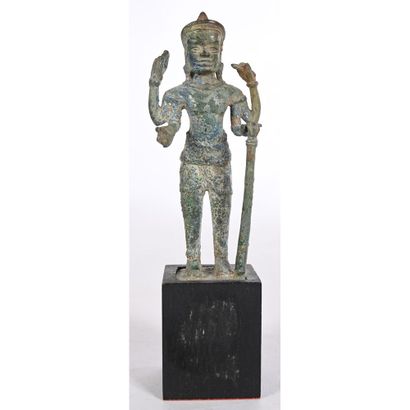 DIVINITY with four arms and staff in bronze....