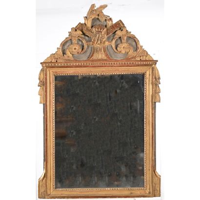 LITTLE LOUIS XVI GLACE with gilded wood pediment...