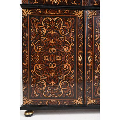 BIBLIOTHEQUE A 2 CORPS LOUIS XIV en placage...