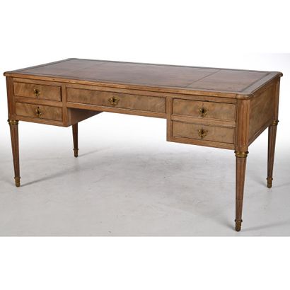 LOUIS XVI FLAT DESK in mahogany and mahogany...